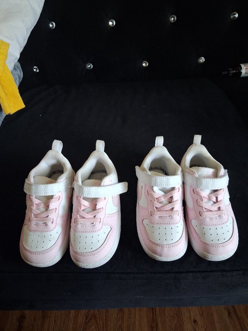 2 pair of pink and withe Nike toddler dunks bundle
